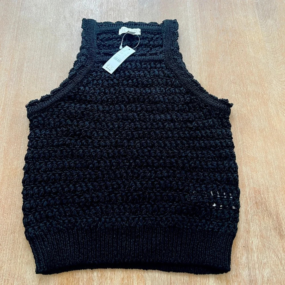 J.Crew black Montauk crochet tank top. Size small. NWOT - Picture 2 of 4